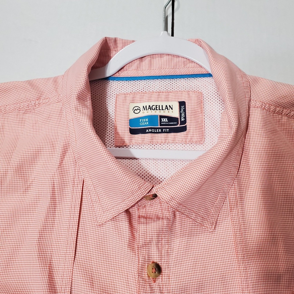Magellan Outdoors Fish Gear  Plaid Shirt Long Sleeve Orange‎ Color  Size 3XL